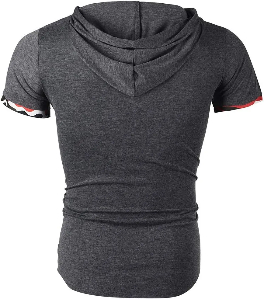 Short Sleeve Hoodies for Men Summer Tops Workout Hooded T Shirts Casual Muscle Cut Off T Shirt Streetwear Gym Tees