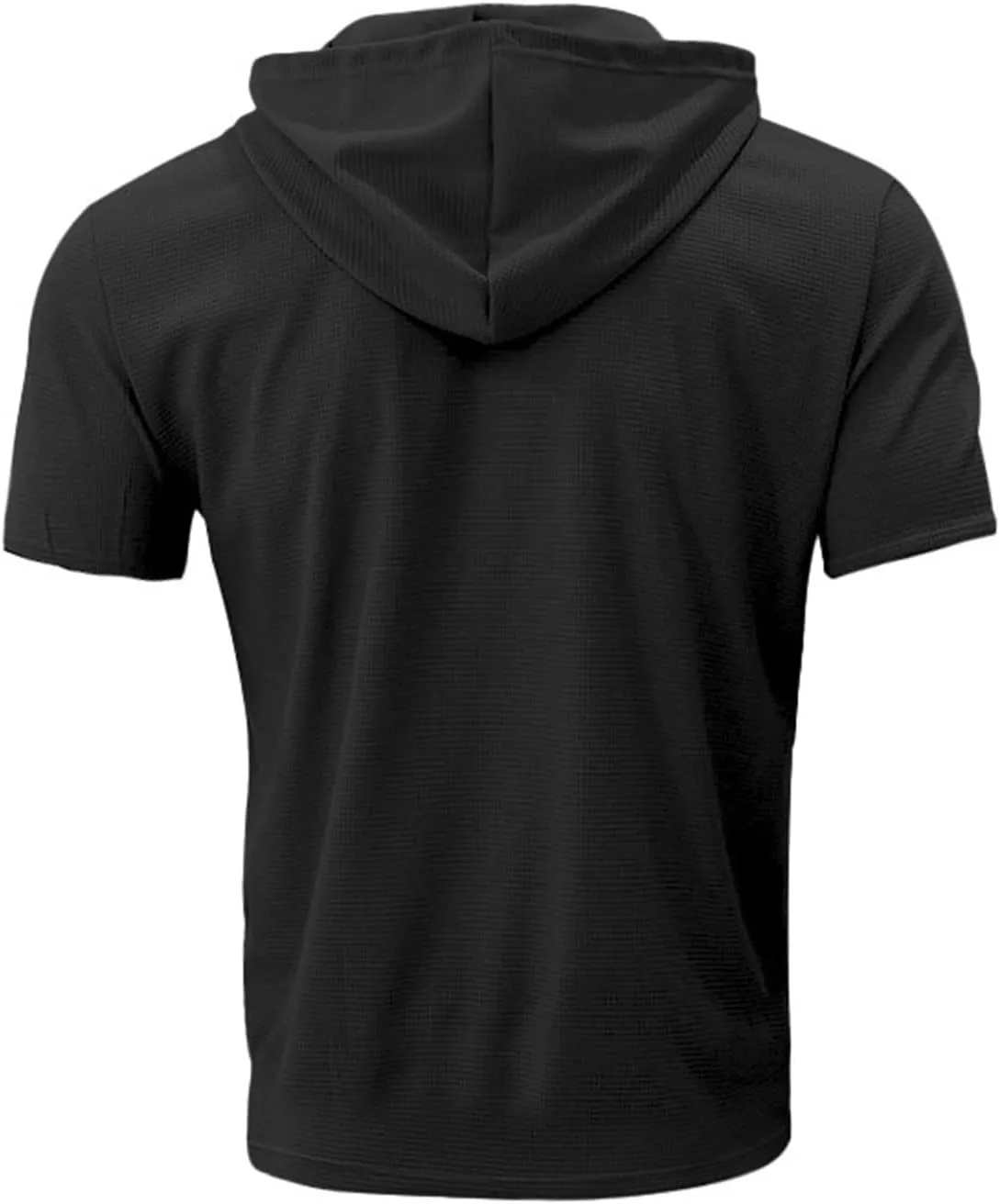 Short Sleeve Hoodies for Men V Neck Henley Shirts Gym Muscle Hooded Workout Sweatshirts Casual Athletic Pullover Tops