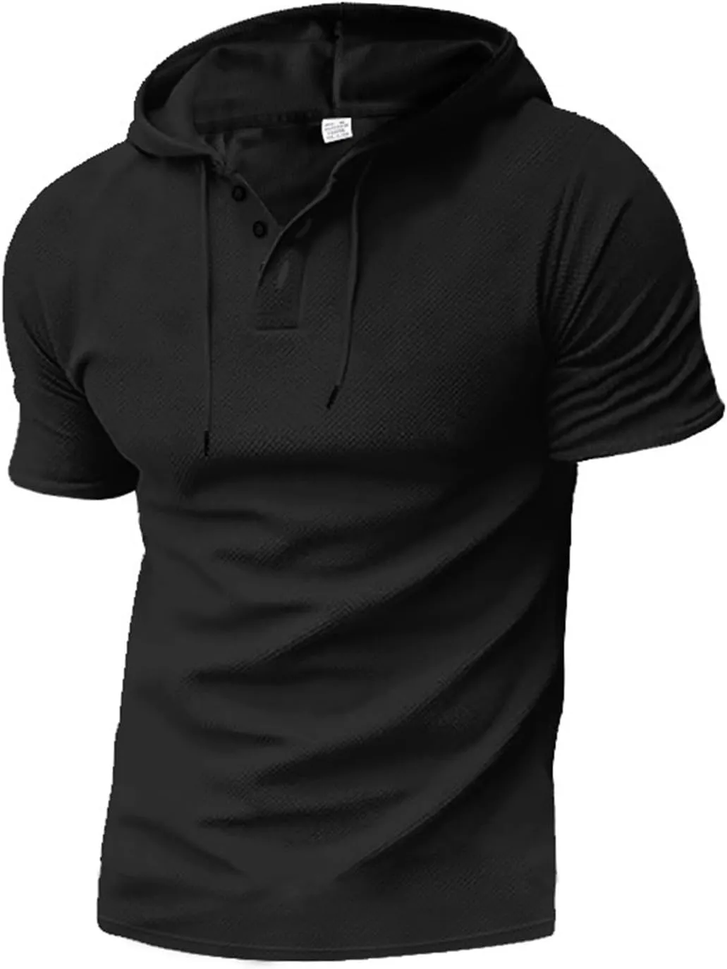 Short Sleeve Hoodies for Men V Neck Henley Shirts Gym Muscle Hooded Workout Sweatshirts Casual Athletic Pullover Tops