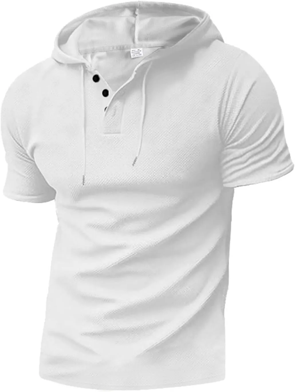 Short Sleeve Hoodies for Men V Neck Henley Shirts Gym Muscle Hooded Workout Sweatshirts Casual Athletic Pullover Tops