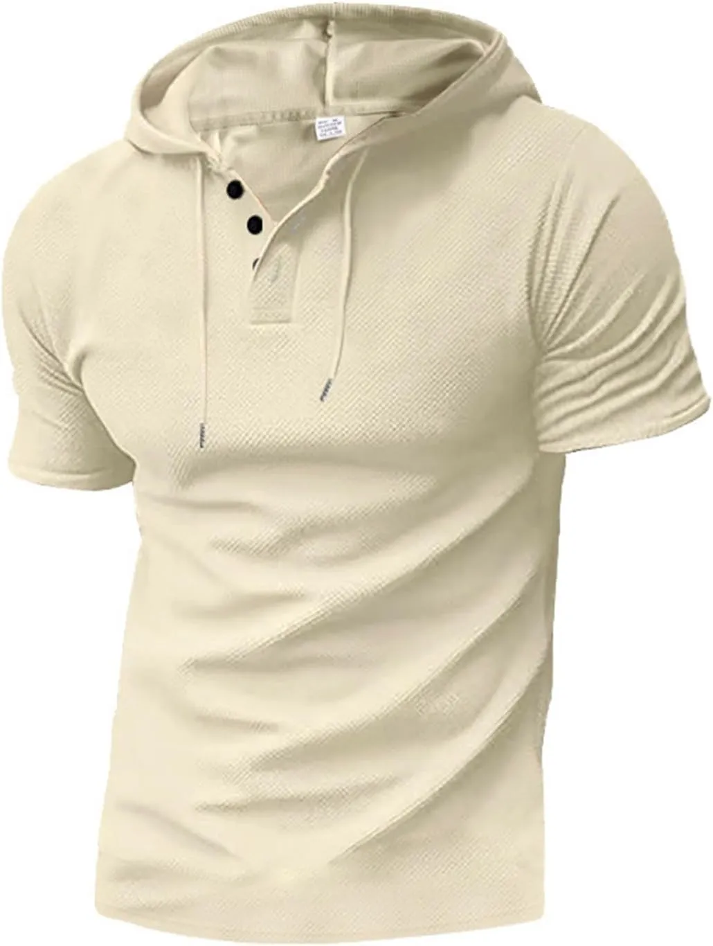 Short Sleeve Hoodies for Men V Neck Henley Shirts Gym Muscle Hooded Workout Sweatshirts Casual Athletic Pullover Tops