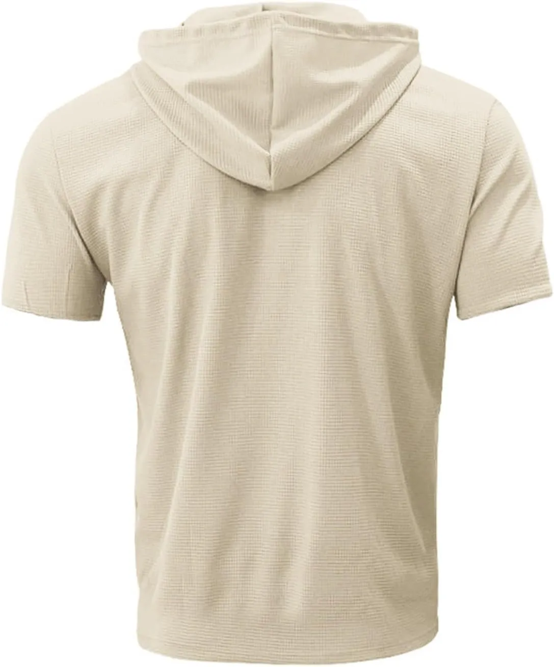 Short Sleeve Hoodies for Men V Neck Henley Shirts Gym Muscle Hooded Workout Sweatshirts Casual Athletic Pullover Tops