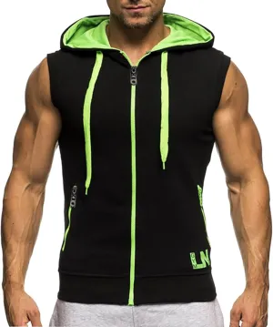 Sleeveless Hoodies For Men Full Zipper Warm Jackets Vest With Pockets Holiday Tank Tops Hooded Casual Shirts Blouse