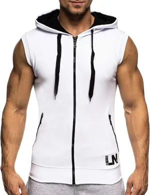 Sleeveless Hoodies For Men Full Zipper Warm Jackets Vest With Pockets Holiday Tank Tops Hooded Casual Shirts Blouse