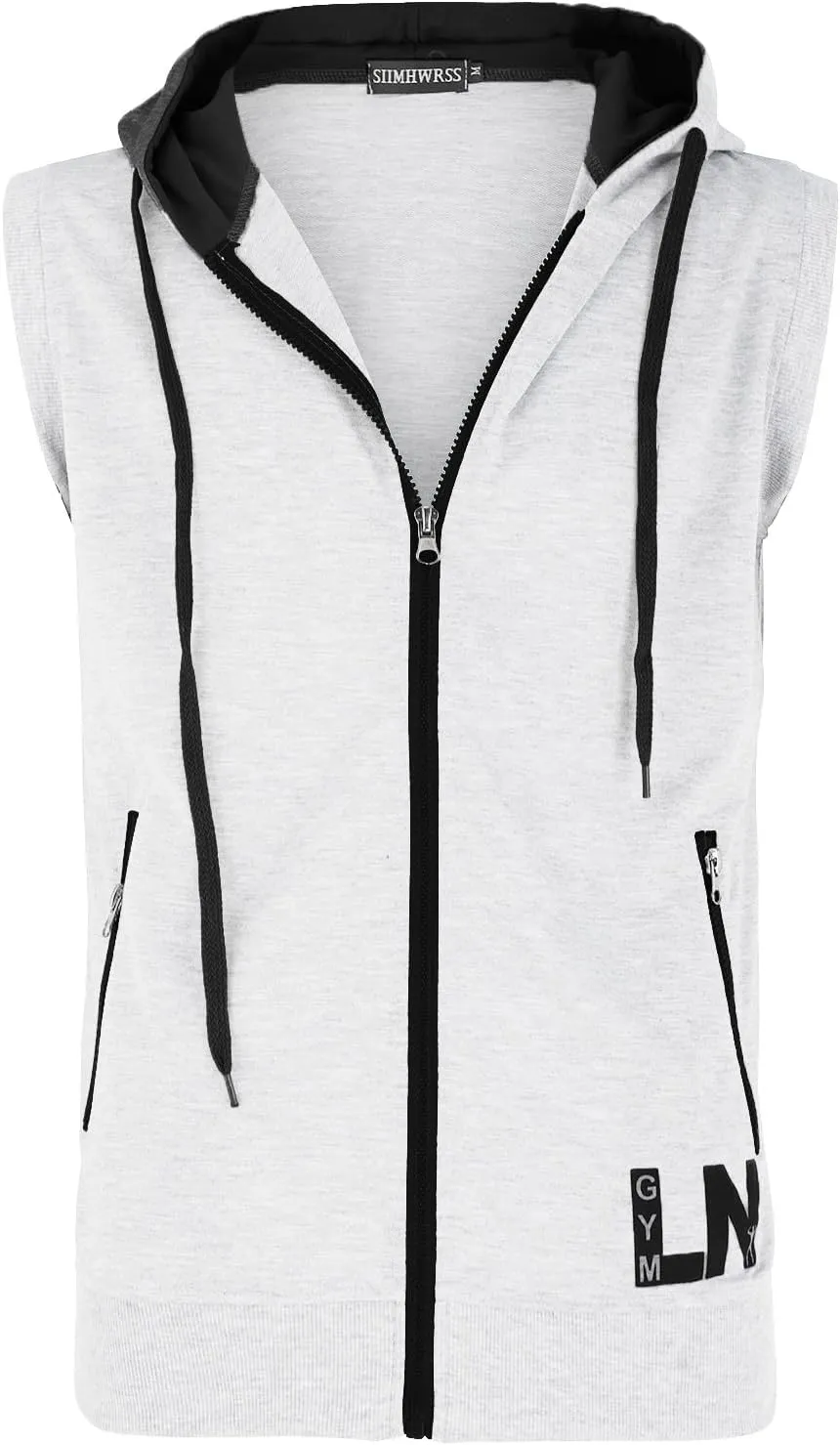 Sleeveless Hoodies For Men Full Zipper Warm Jackets Vest With Pockets Holiday Tank Tops Hooded Casual Shirts Blouse
