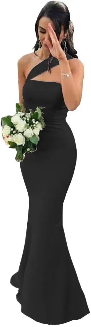 Stretch Spandex Bridesmaid Dresses Long 2025 One Shoulder Formal Dresses for Women Mermaid DR0194
