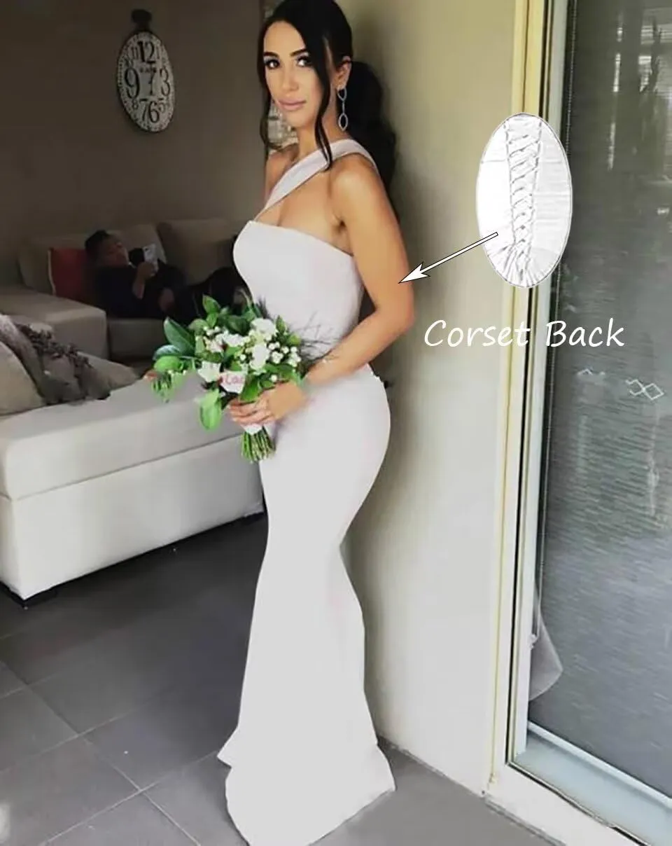 Stretch Spandex Bridesmaid Dresses Long 2025 One Shoulder Formal Dresses for Women Mermaid DR0194