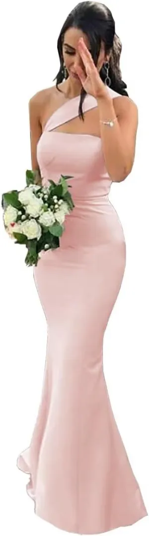 Stretch Spandex Bridesmaid Dresses Long 2025 One Shoulder Formal Dresses for Women Mermaid DR0194