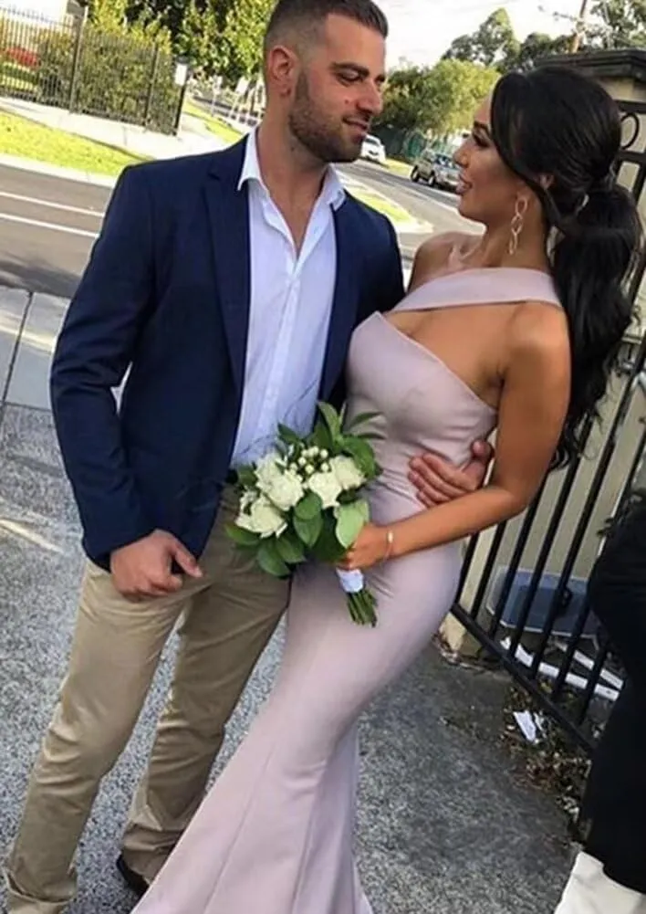 Stretch Spandex Bridesmaid Dresses Long 2025 One Shoulder Formal Dresses for Women Mermaid DR0194