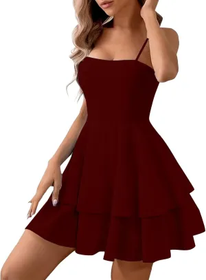 Summer Dresses for Women 2025 Casual Sweetheart-Neck Empire Waist Swing Aline Spaghetti Strap Dress