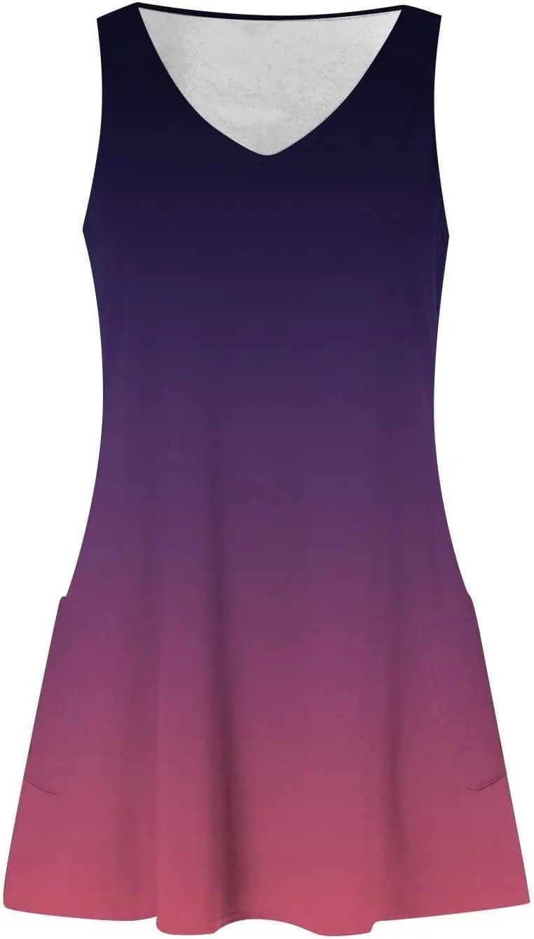 Summer Dresses for Women 2025 Casual V Neck Sleeveless Sundresses Boho Tank Dress Beach Dresses with Pockets