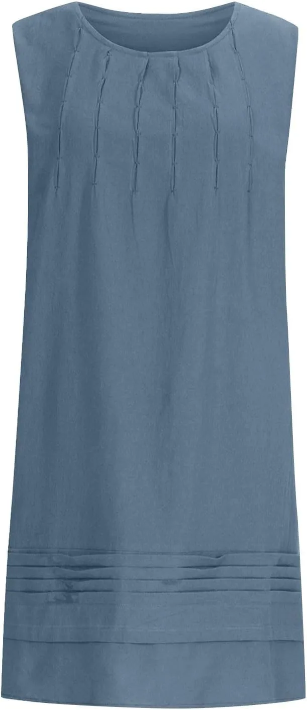 Sun Dresses for Women 2025 Vacation Casual Loose Tank Dress Sleeveless Summer Mini Dresses Plus Size Short Sundress
