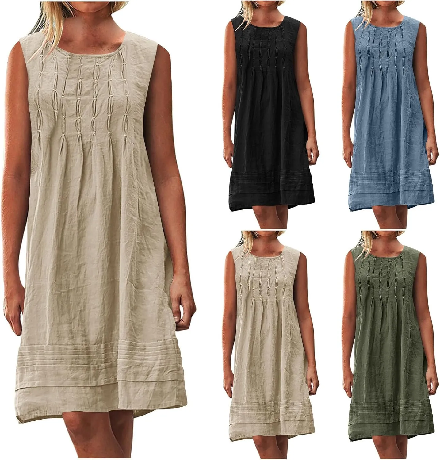 Sun Dresses for Women 2025 Vacation Casual Loose Tank Dress Sleeveless Summer Mini Dresses Plus Size Short Sundress
