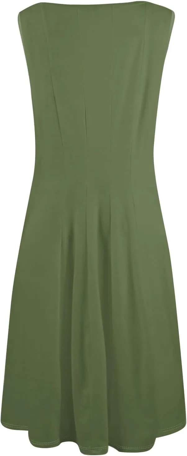 Sundresses for Women Tank Dress Summer Boho Dress Smocked Floral Dresses Casual Sleeveless Ruffle Dresses with Pockets