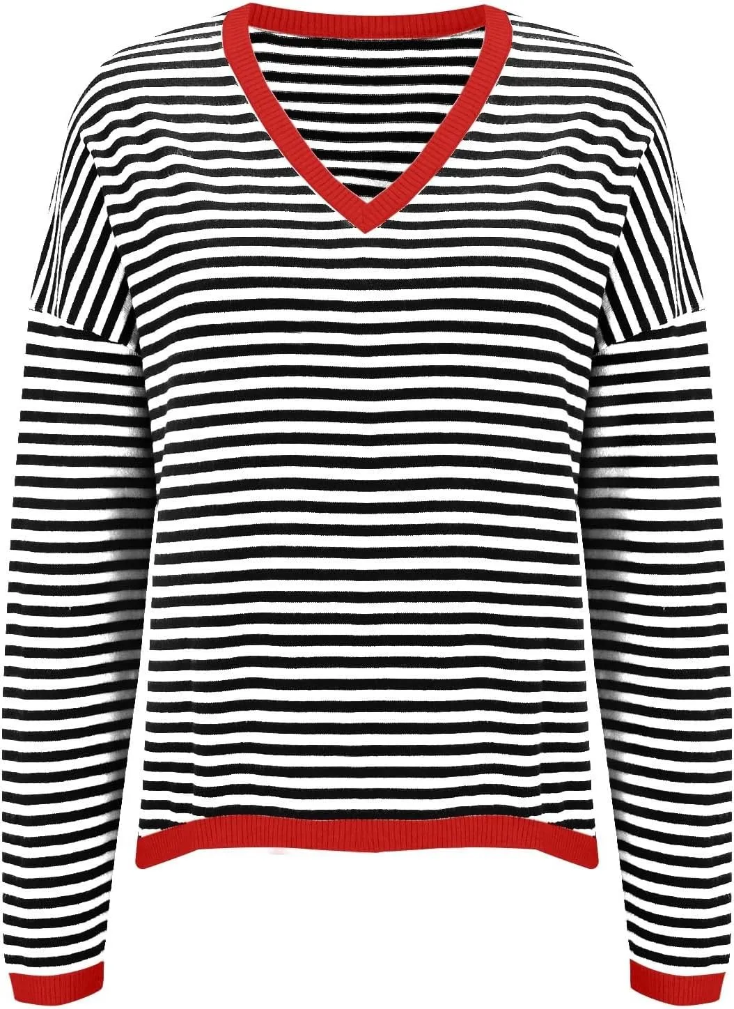 Sweaters for Women Contrasting Panel Crewneck Long Sleeve Pullover Women's Sweater Crewneck Pullover Knit Jumper