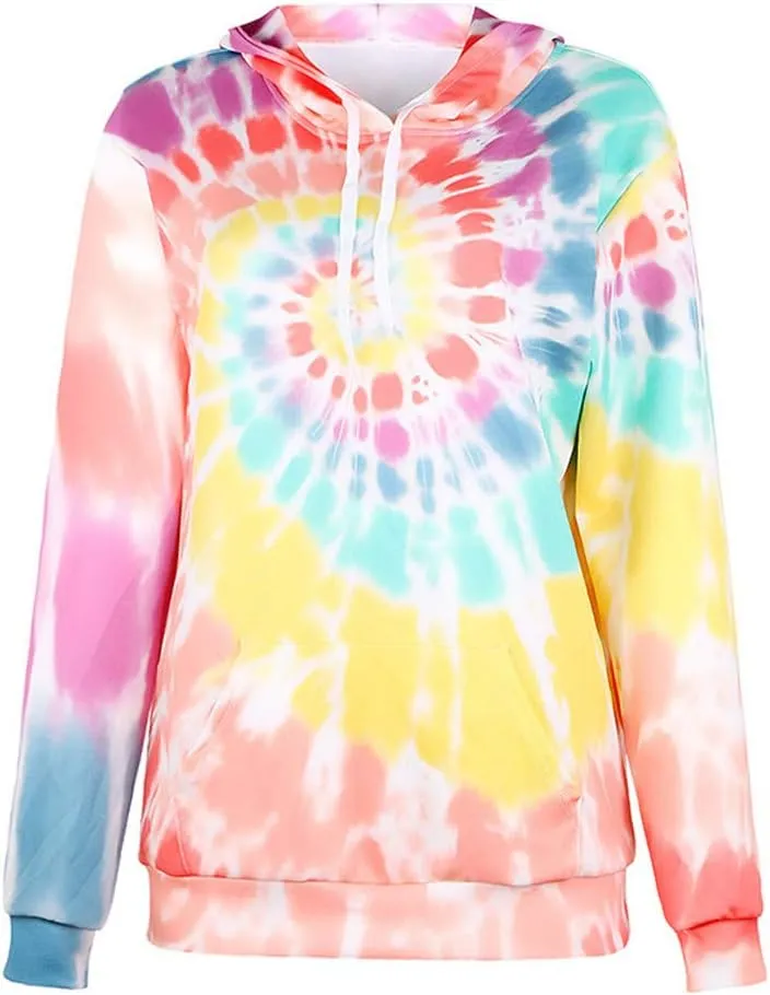 Tie Dye Hoodies for Women Oversized Casual Sweatshirts Long Sleeve Slouchy Trendy Pullover Tops with Pockets
