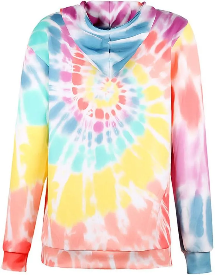 Tie Dye Hoodies for Women Oversized Casual Sweatshirts Long Sleeve Slouchy Trendy Pullover Tops with Pockets