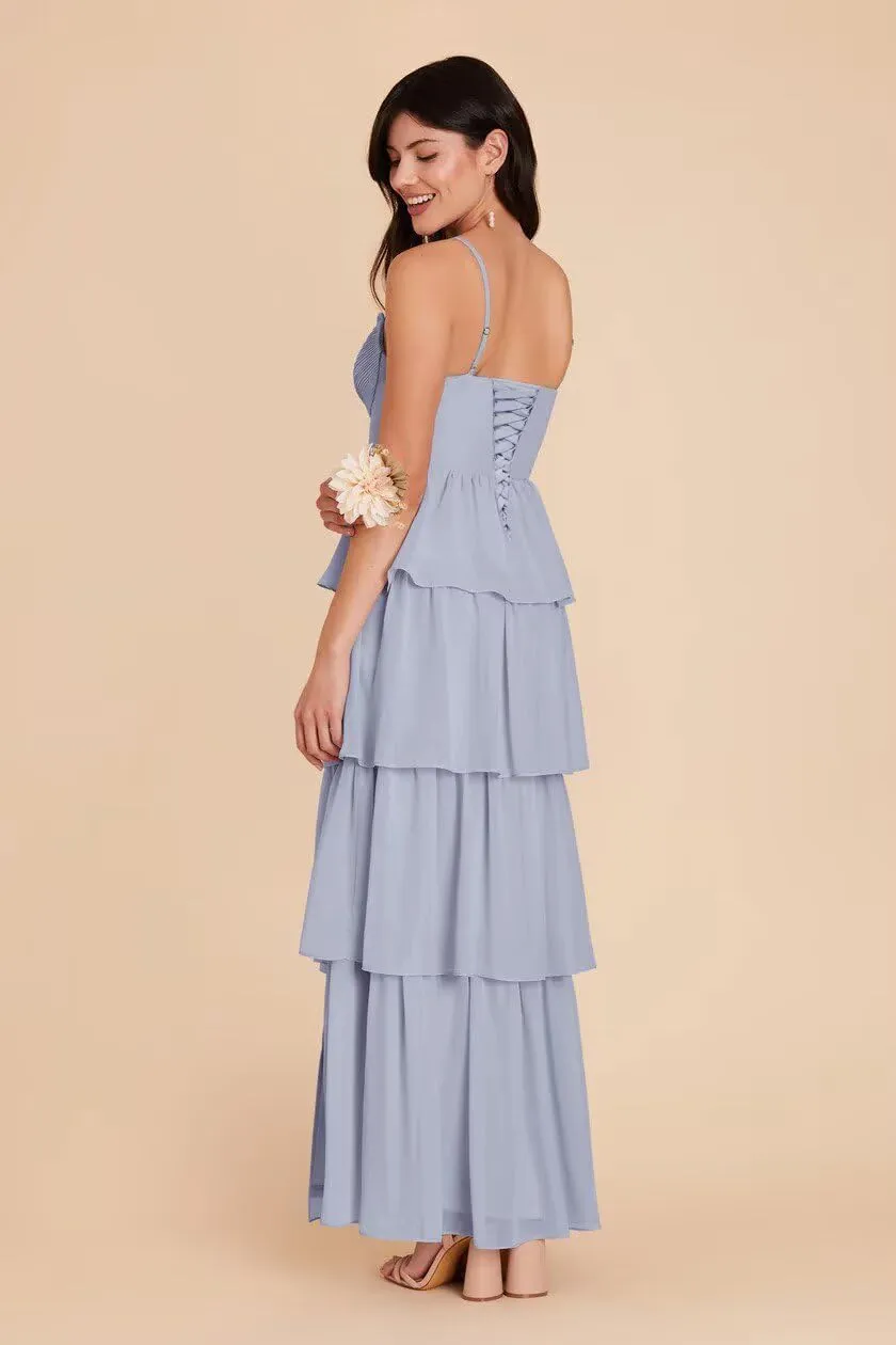 Tiered Chiffon Bridesmaid Dresses for Women 2025 High Slit Formal Dresses for Wedding