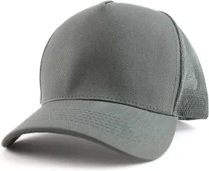 Trendy Apparel Shop Oversized Big 5 Panel Cotton Mesh Back Trucker Baseball Cap