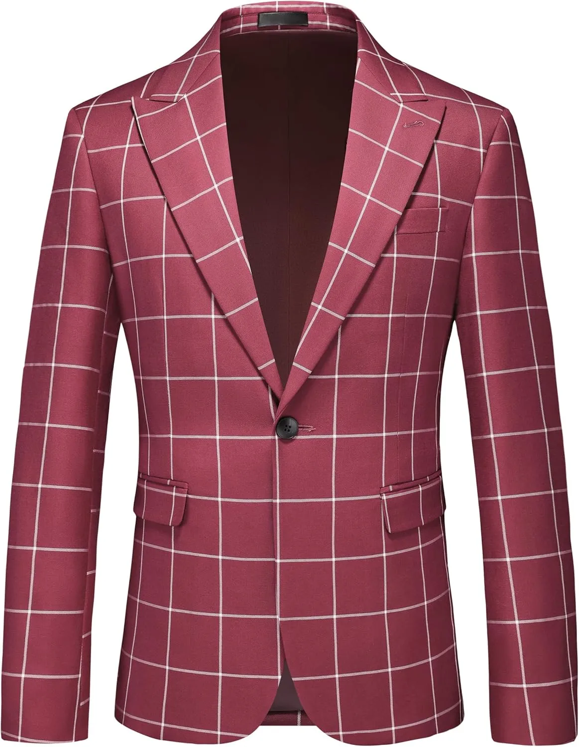 UNINUKOO Men's Blazer Plaid Sport Coat Casual Lightweight Checkered Suit Jacket Summer Jacket Men