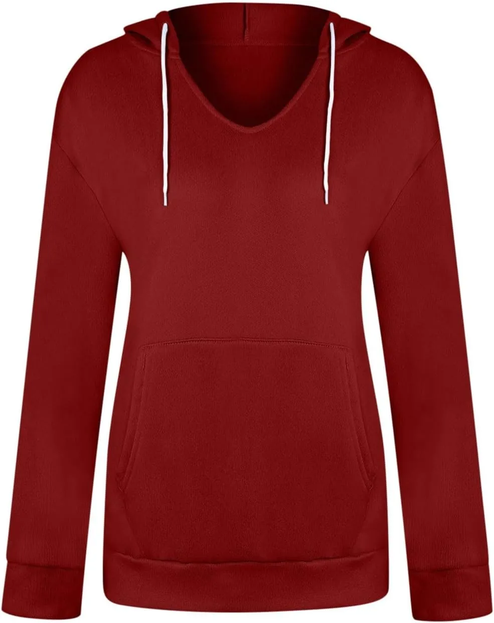 V Neck Hoodie for Women Loose Fit Lounge Long Sleeve Fleece Sweatshirt Pocket Drawstring Slouchy 2024 Fall Pullover