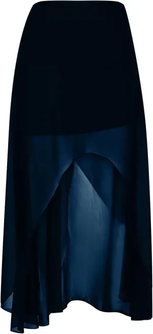 Women High Low Sheer Mesh Skirt High Waist Flowy Flare Hem Maxi Long Skirts