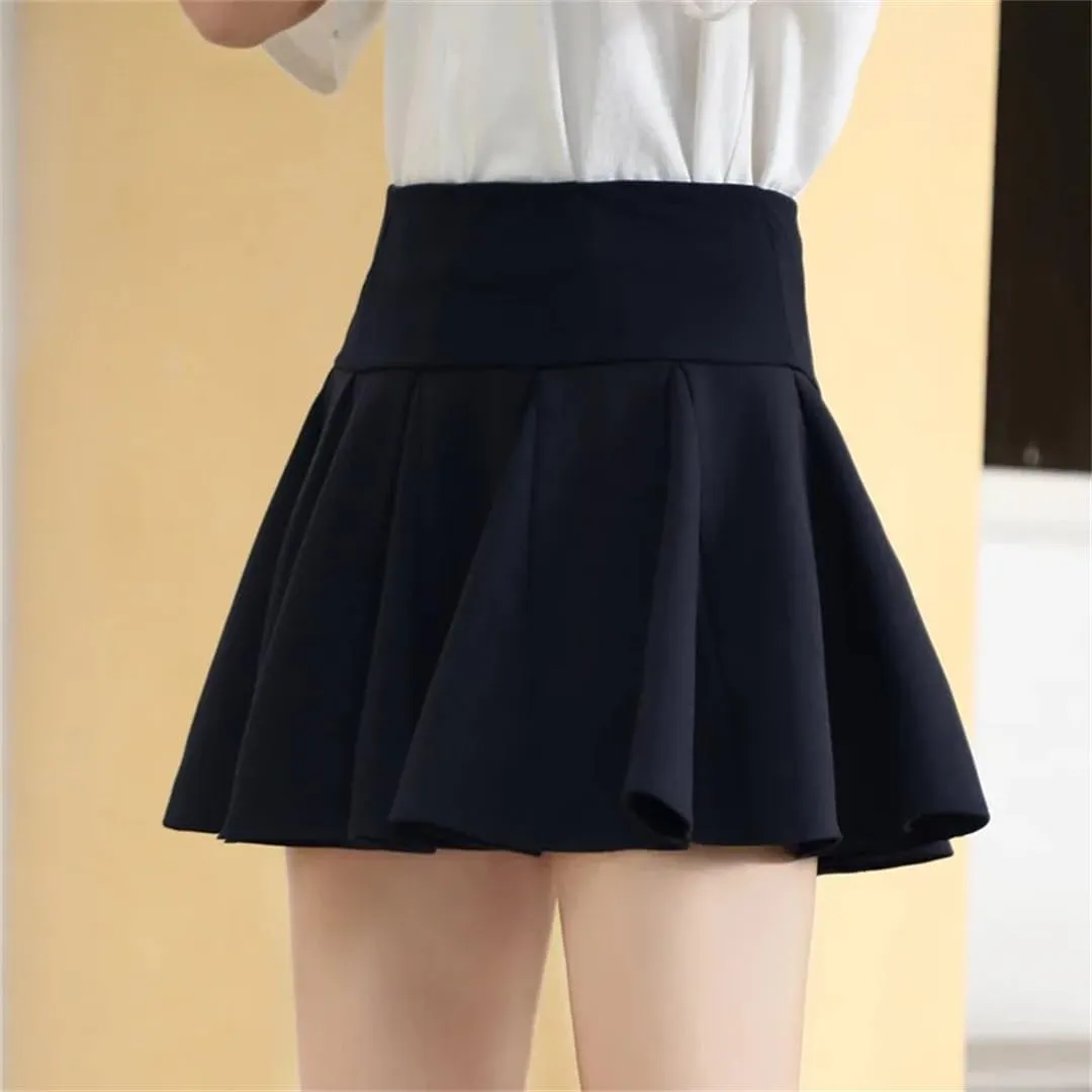Women High Waist Elastic Skirt Harajuku College Style Short Pleated Mini Skirt