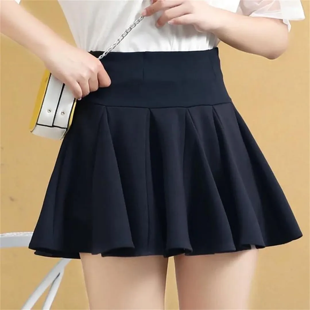 Women High Waist Elastic Skirt Harajuku College Style Short Pleated Mini Skirt