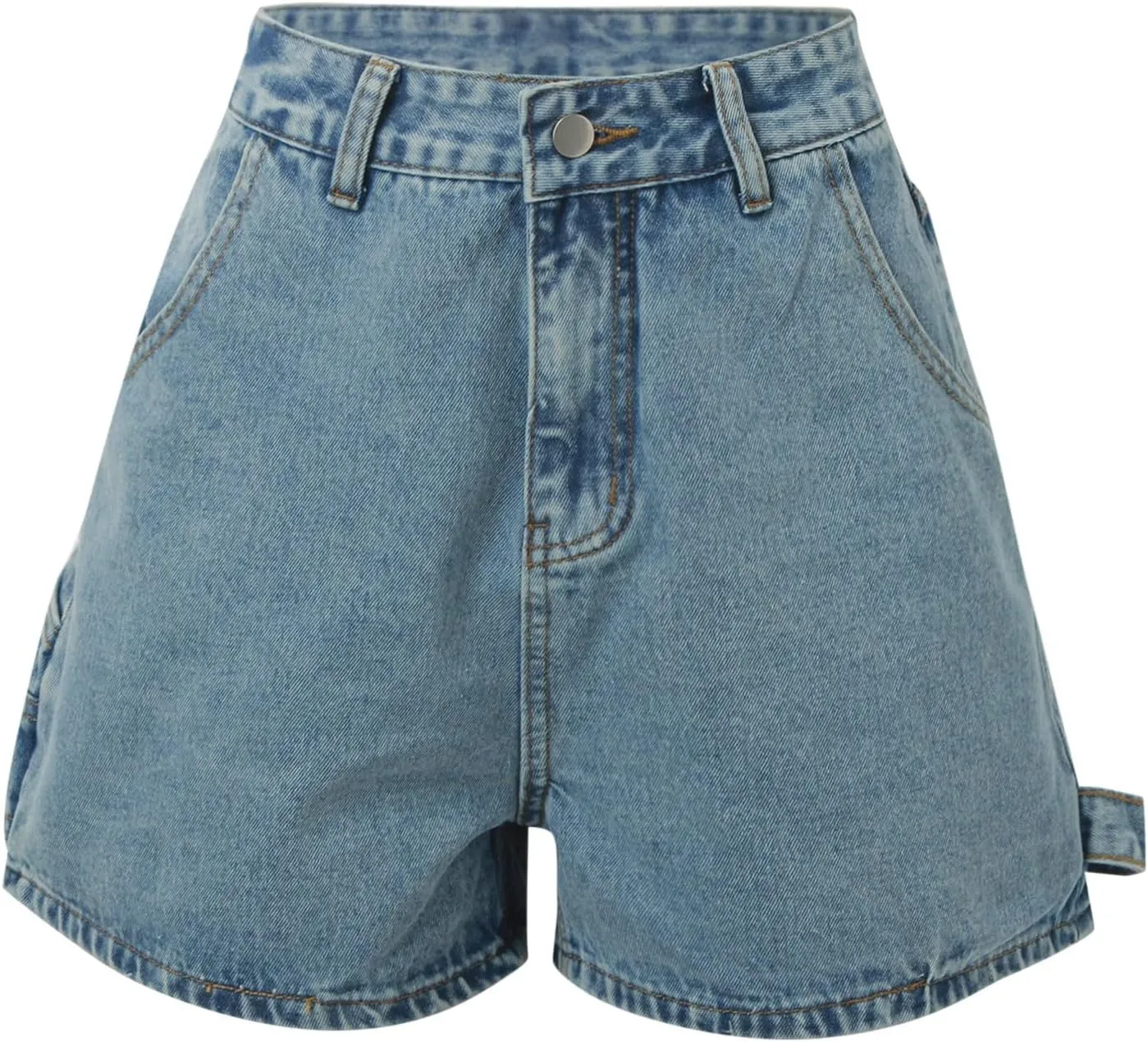 Women Jean Shorts High Waisted Carpenter Denim Shorts with Pockets Trendy Fashion Summer Shorts Women for Beach