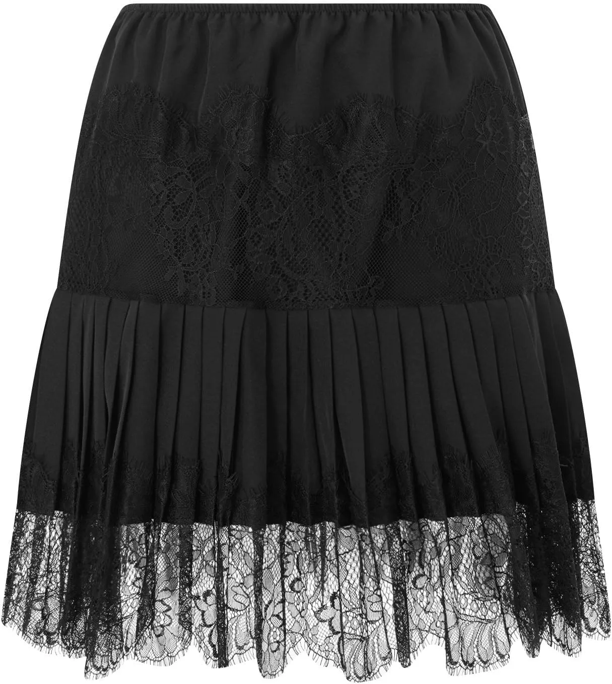 Women Lace Slip Mini Skirts Elastic Waist Layered Ruffle Pleated Skirts Y2k Floral Lace Tiered Short Underskirts