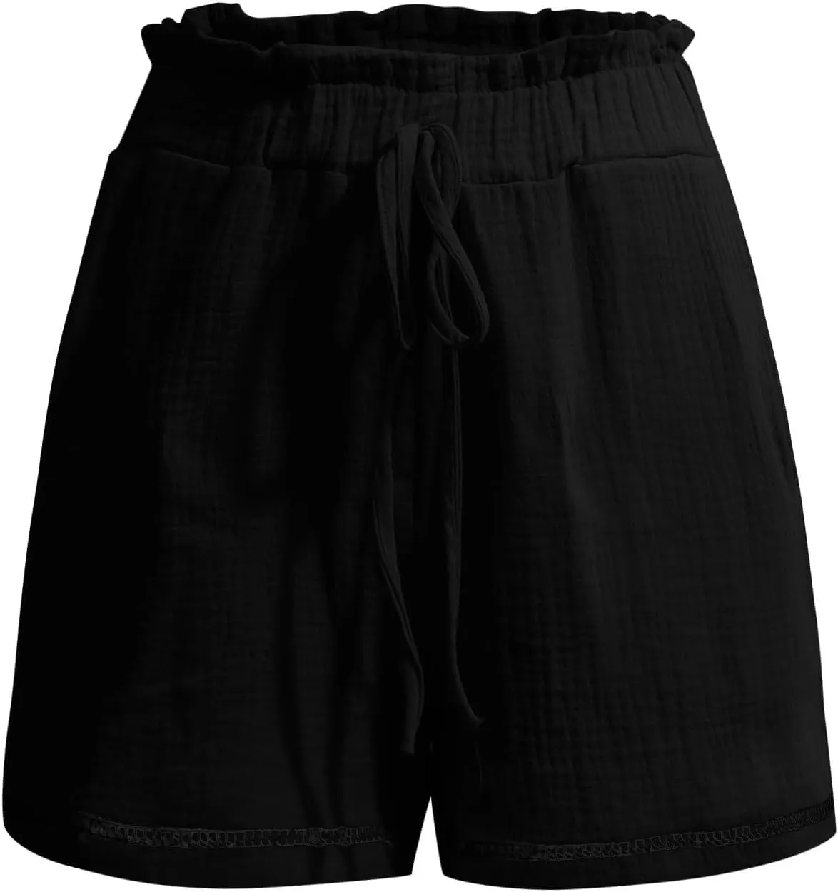 Women Linen Shorts Summer Casual Drawstring Flowy Shorts Wide Leg Shorts with Pockets Plus Size Beach Shorts