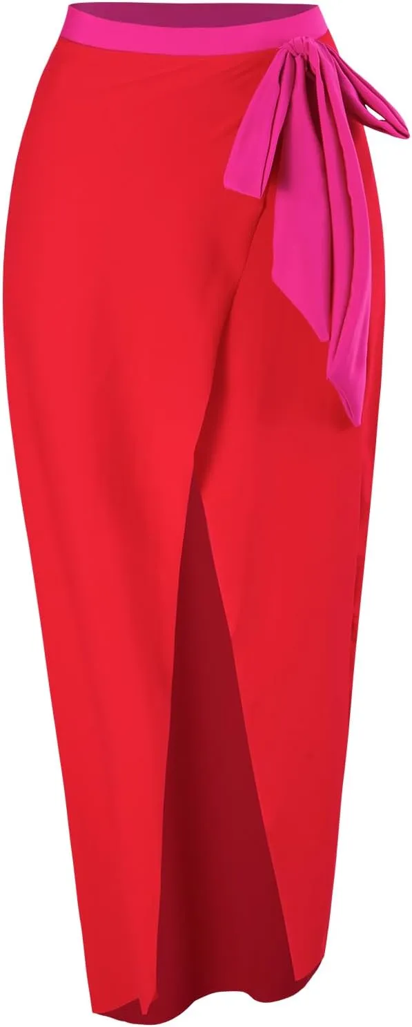 Women One-Piece Swimsuit with Cover up Wrap Skirt Sarong Bathing Suit Beach Outfit Summer