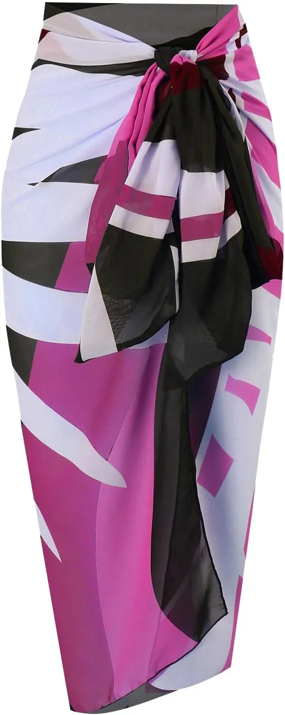 Women One-Piece Swimsuit with Cover up Wrap Skirt Sarong Bathing Suit Beach Outfit Summer