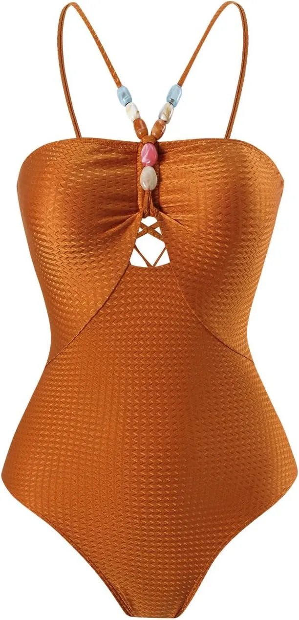 Women One-Piece Swimsuit with Cover up Wrap Skirt Sarong Bathing Suit Beach Outfit Summer