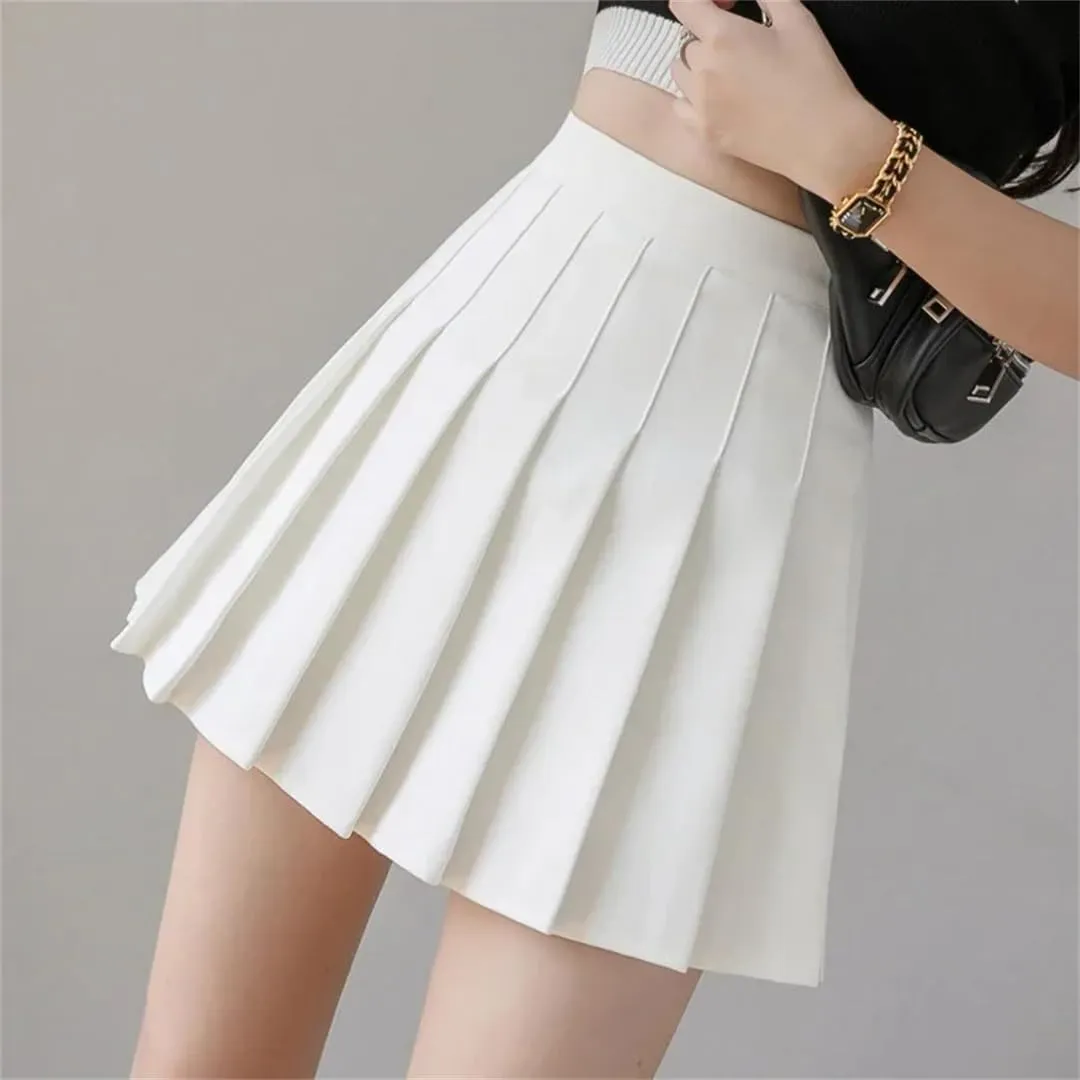 Women Pleated High Waist Mini Skirt Sexy White Micro Ladies Style Summer Mini Skirt