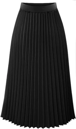 Women Skirt Elegant Solid Skirt Waist Elastic Pleated Womens Maxi Skirt Outfits for Women Pleated Cheer Mesh Mini