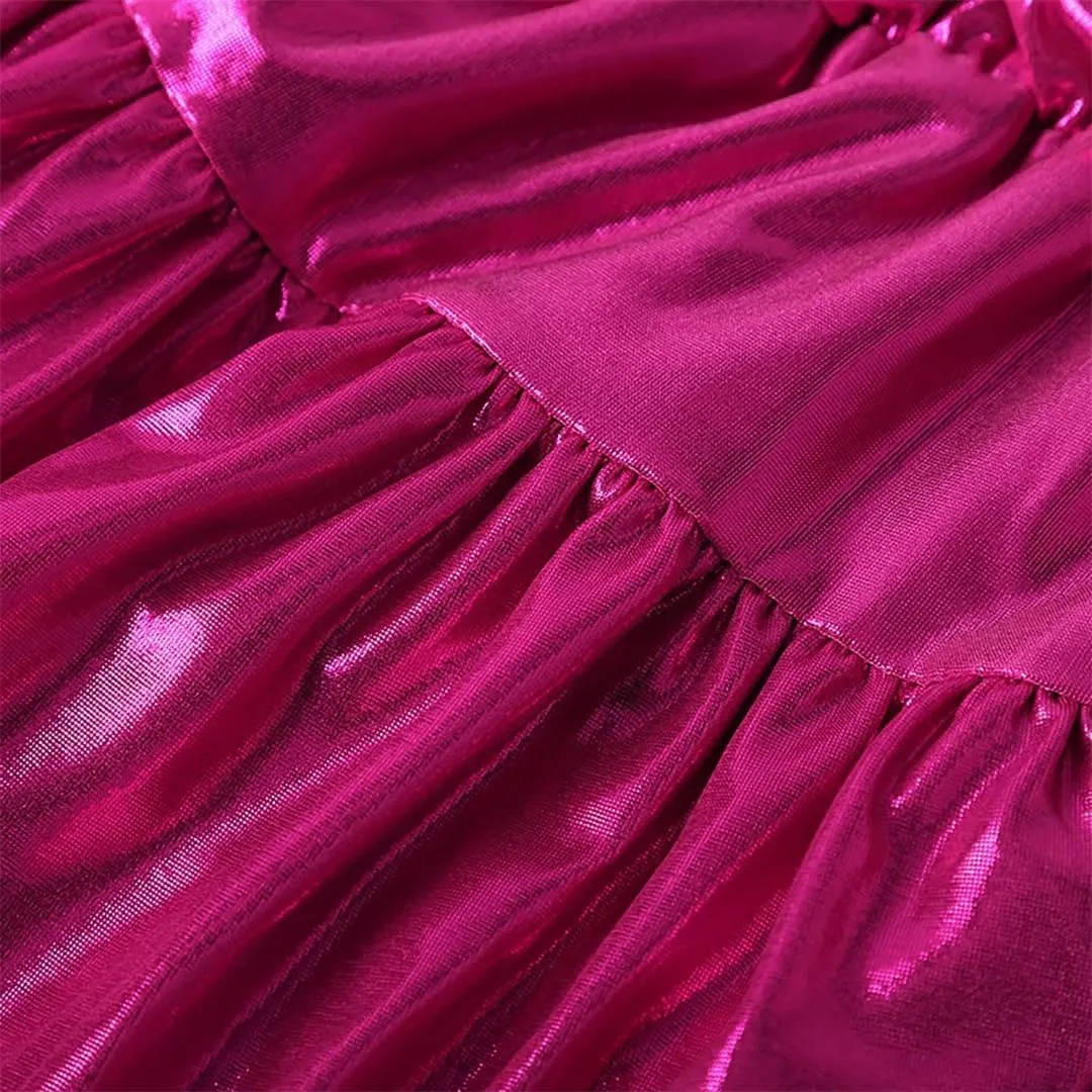 Women Skirt Summer Solid Color Ruffle Layered Flared Pleated Mini Skirts