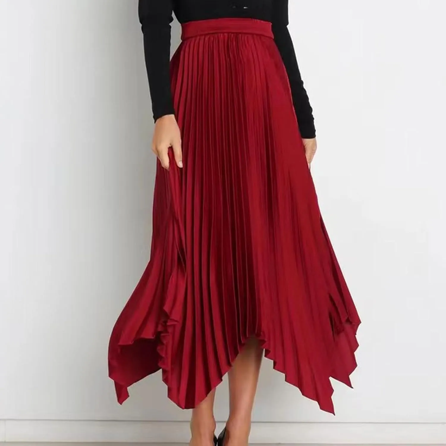 Women Trendy High Low Hem Long Skirts Summer Casual Floral Print Skirt Trendy Boho Elastic High Waist Maxi Skirts