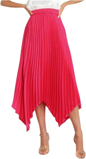 Women Trendy High Low Hem Long Skirts Summer Casual Floral Print Skirt Trendy Boho Elastic High Waist Maxi Skirts