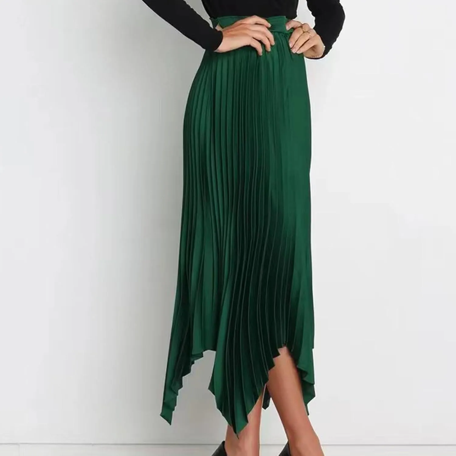 Women Trendy High Low Hem Long Skirts Summer Casual Floral Print Skirt Trendy Boho Elastic High Waist Maxi Skirts