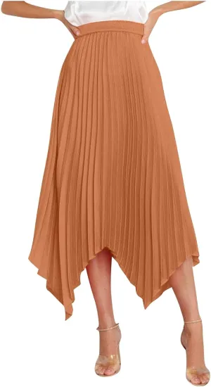 Women Trendy High Low Hem Long Skirts Summer Casual Floral Print Skirt Trendy Boho Elastic High Waist Maxi Skirts