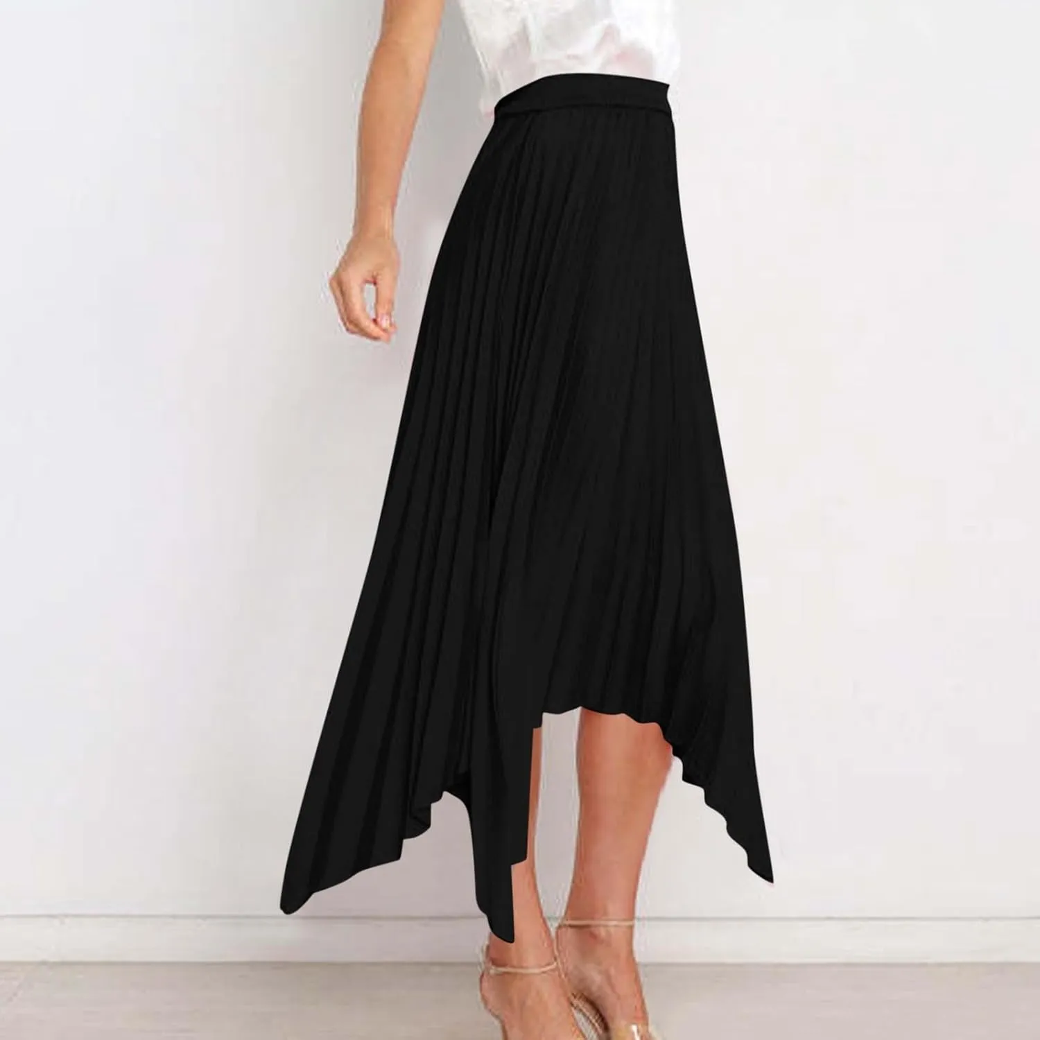 Women Trendy High Low Hem Long Skirts Summer Casual Floral Print Skirt Trendy Boho Elastic High Waist Maxi Skirts