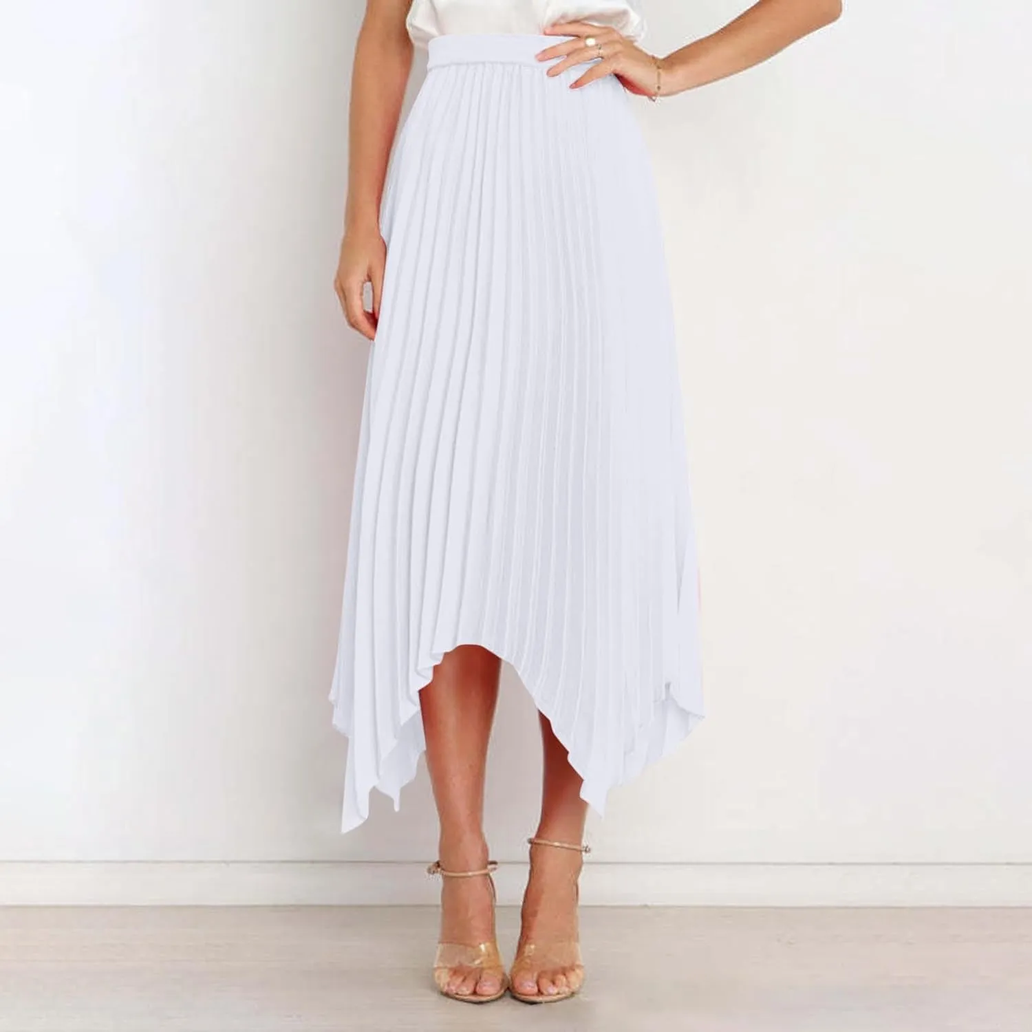 Women Trendy High Low Hem Long Skirts Summer Casual Floral Print Skirt Trendy Boho Elastic High Waist Maxi Skirts