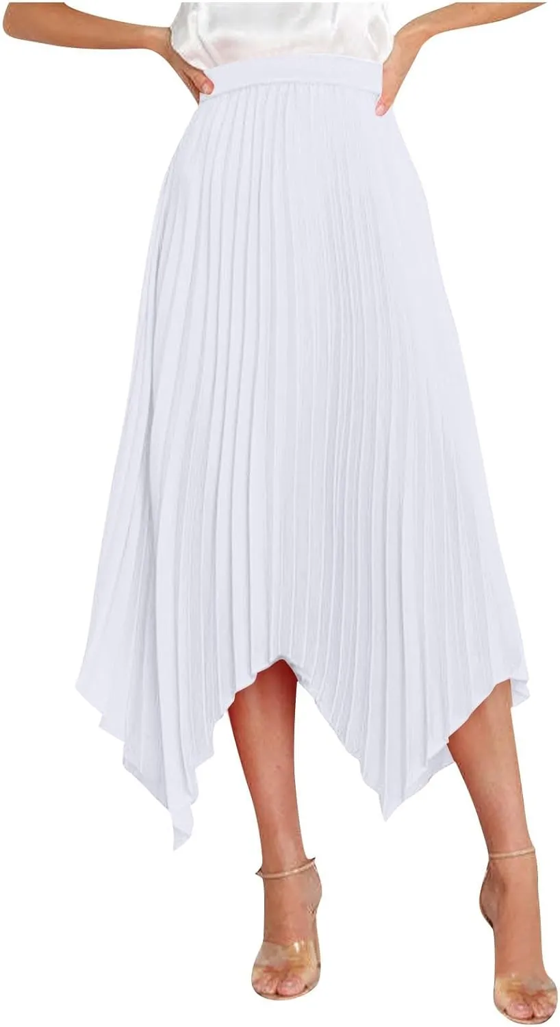 Women Trendy High Low Hem Long Skirts Summer Casual Floral Print Skirt Trendy Boho Elastic High Waist Maxi Skirts