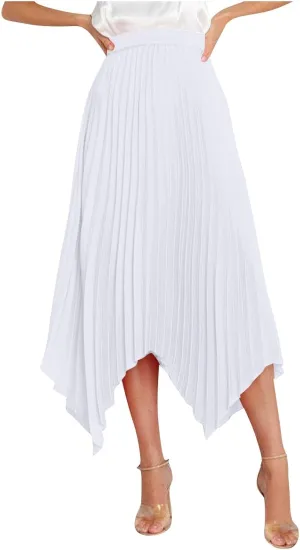 Women Trendy High Low Hem Long Skirts Summer Casual Floral Print Skirt Trendy Boho Elastic High Waist Maxi Skirts