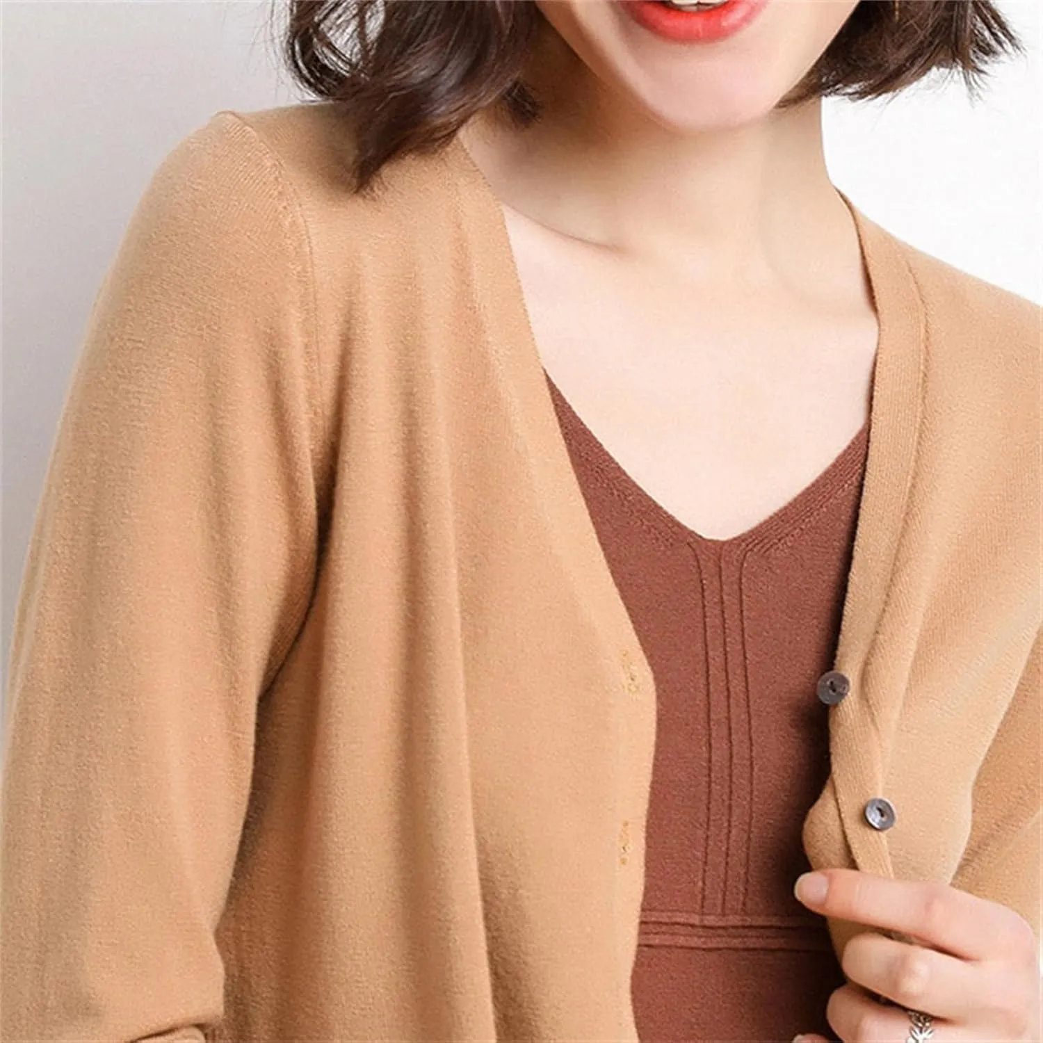 Womens 2024 Fall Fashion Cardigan Sweaters Lightweight V Neck Button Ribbed Knit Jumpers Comfy Open Front Casual Top