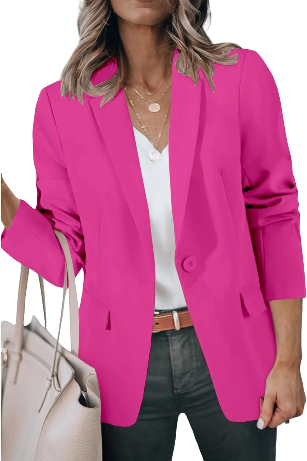 Womens Blazers Dressy Casual Blazers Open Front Long Sleeve Work Office Suit Jackets Lightweight Slim Fit Jackets Coat