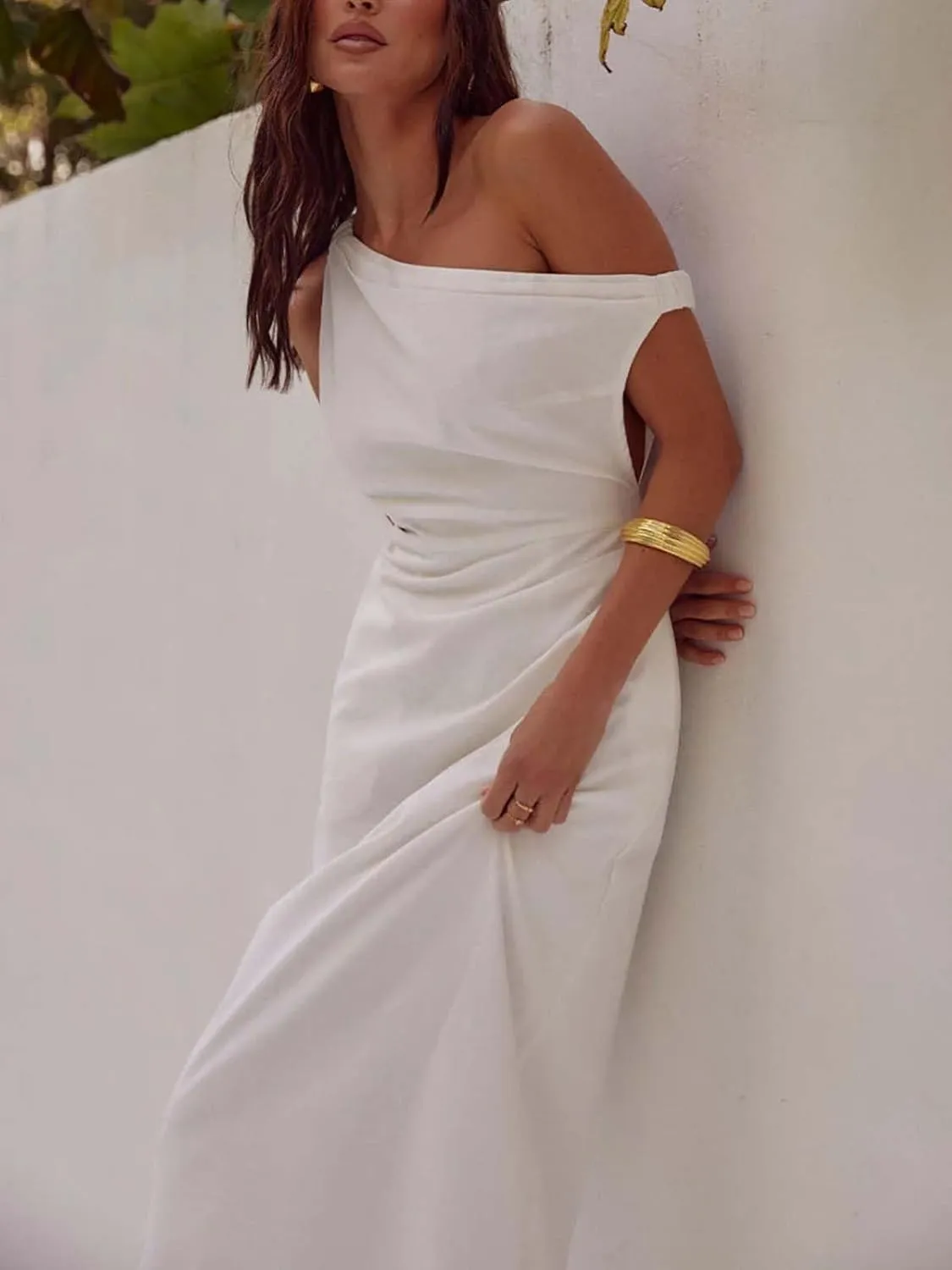 Women's Bodycon Midi Dresses One Shoulder Cocktail Dresses for Evening Party 2024