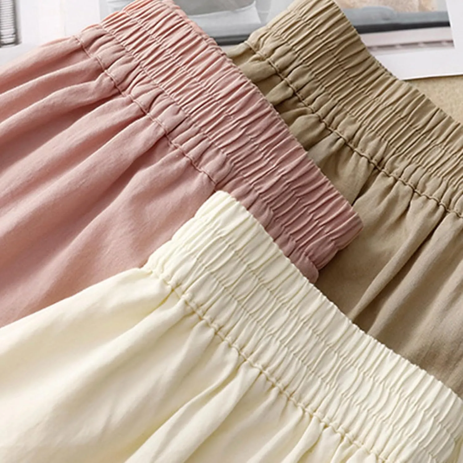 Women's Bohemian Skirt 2025 Fashion Elastic Waist Pleated Dress Summer Solid Flowy Swing Tiered A Line Midi Skirts