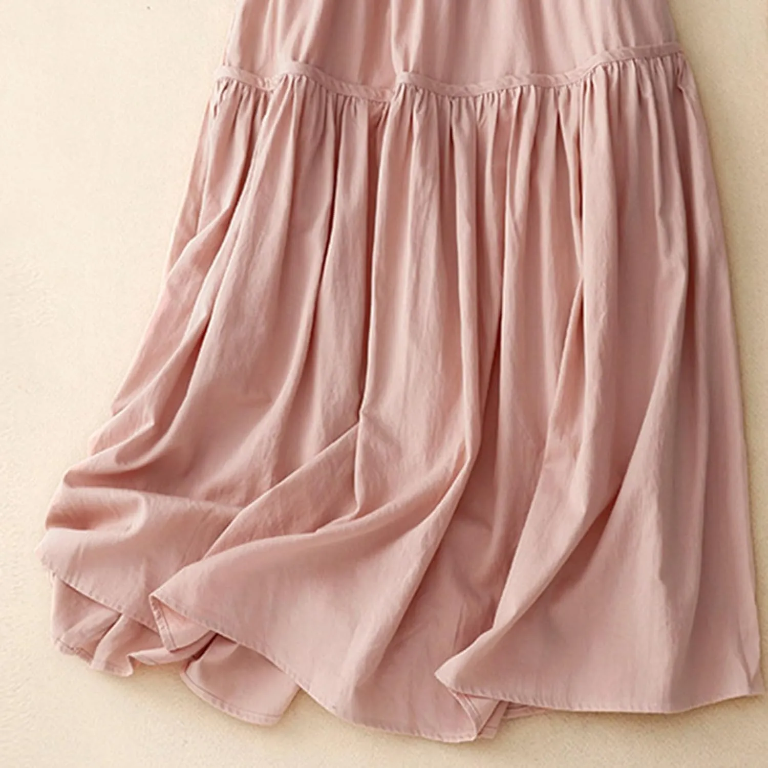 Women's Bohemian Skirt 2025 Fashion Elastic Waist Pleated Dress Summer Solid Flowy Swing Tiered A Line Midi Skirts